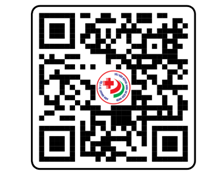 A qr code with a red circle and a white circle

Description automatically generated